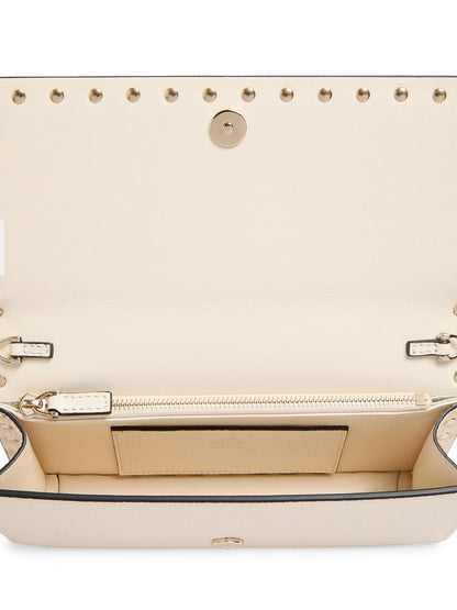 Valentino Garavani Rockstud Wallet with Chain in Grainy Calfskin