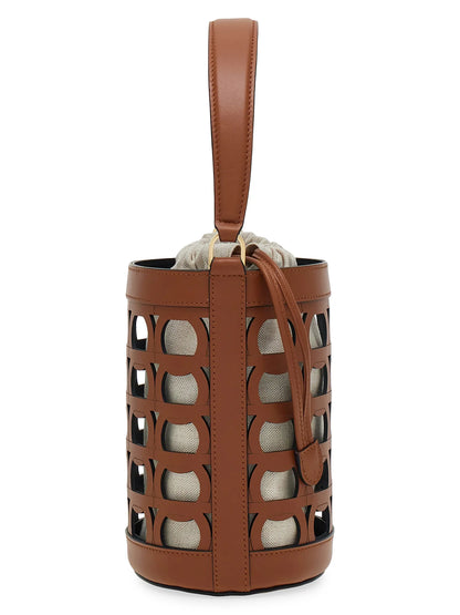FERRAGAMO Gancini Leather Bucket Bag