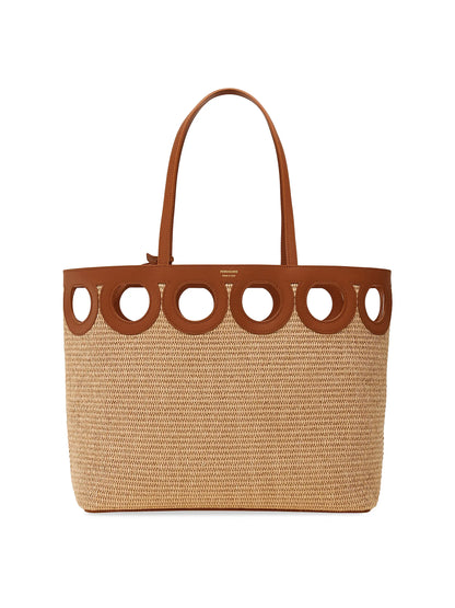 FERRAGAMO Raffia & Leather Tote Bag