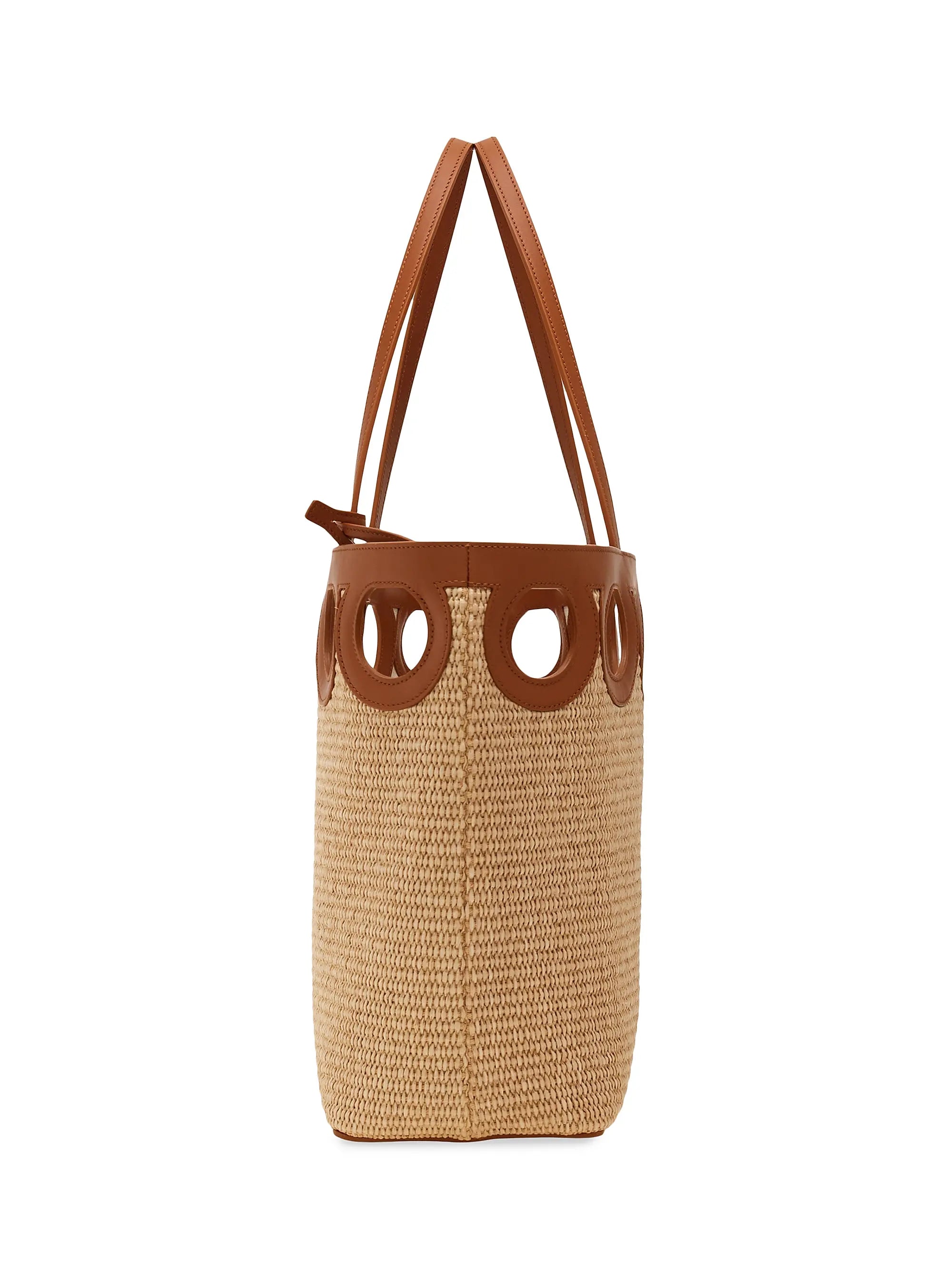 FERRAGAMO Raffia & Leather Tote Bag
