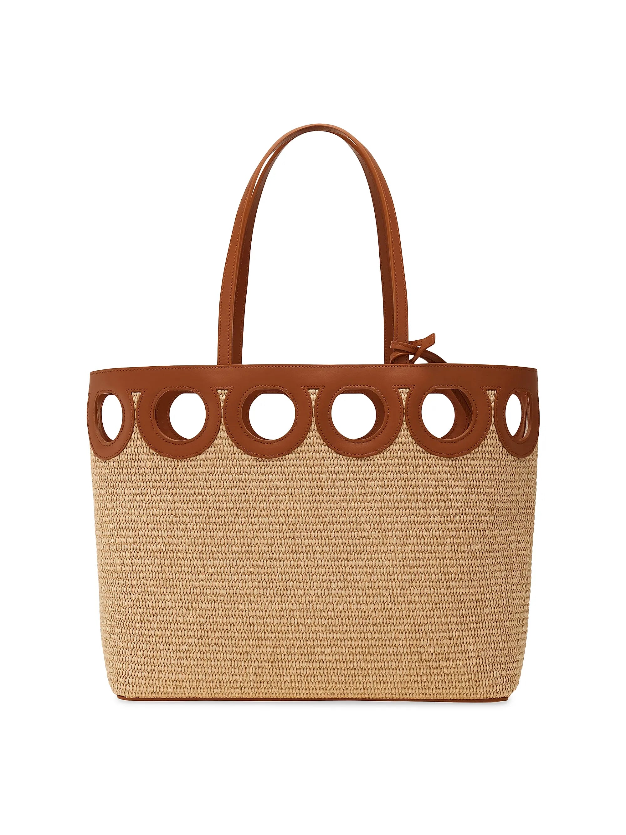 FERRAGAMO Raffia & Leather Tote Bag