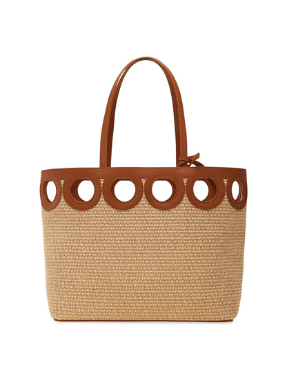 FERRAGAMO Raffia & Leather Tote Bag