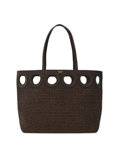 FERRAGAMO Raffia & Leather Tote Bag