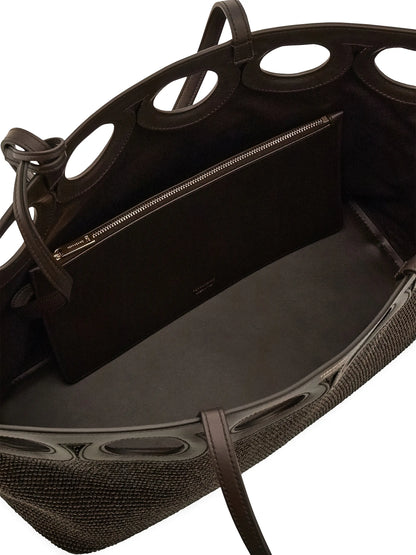 FERRAGAMO Raffia & Leather Tote Bag