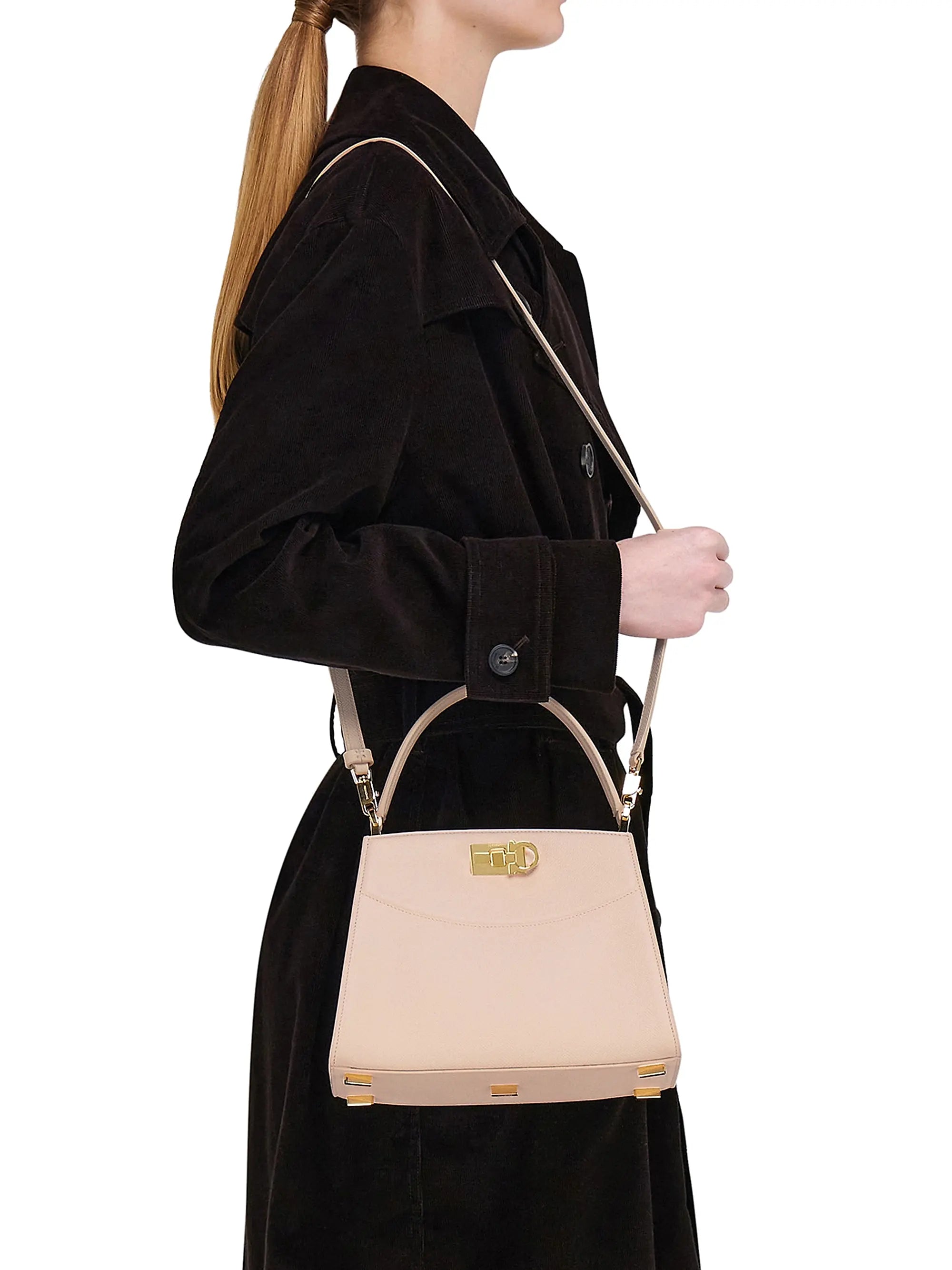 FERRAGAMO Studio Box Leather Top Handle Bag