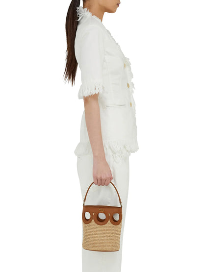 FERRAGAMO Mini Raffia Bucket Bag