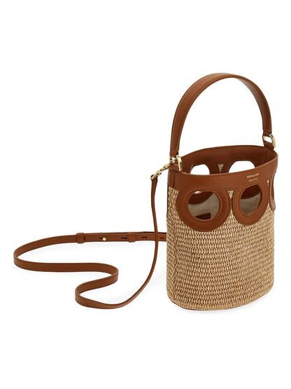 FERRAGAMO Mini Raffia Bucket Bag