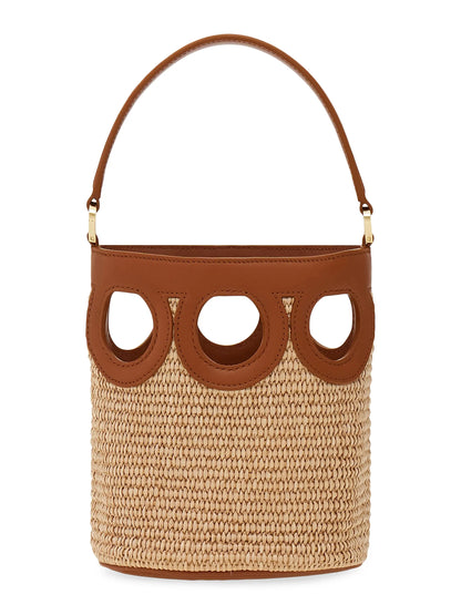 FERRAGAMO Mini Raffia Bucket Bag