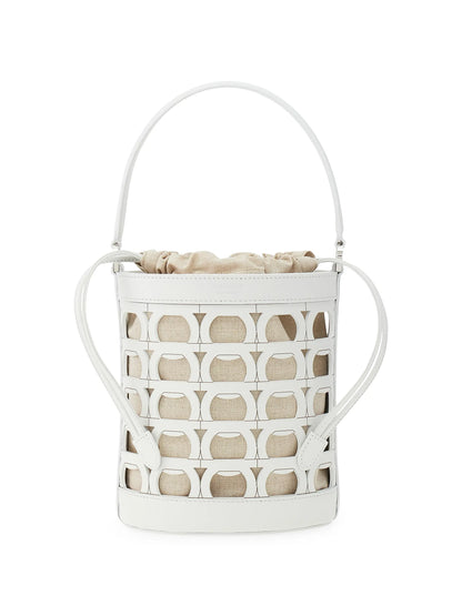 FERRAGAMO Laser-Cut Leather Bucket Bag