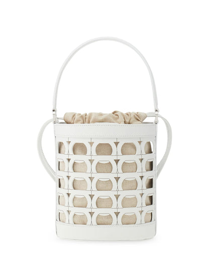 FERRAGAMO Laser-Cut Leather Bucket Bag