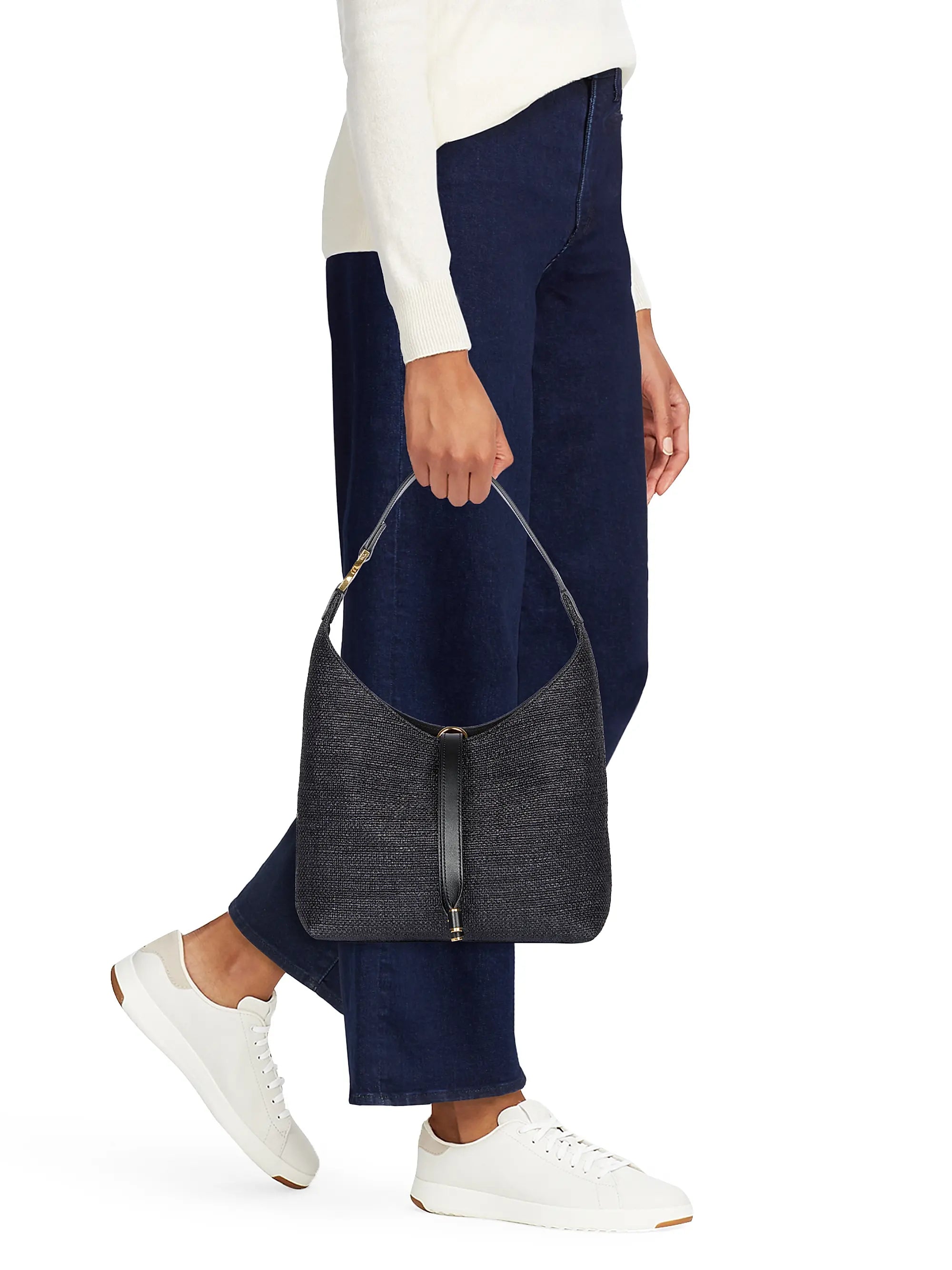 Chloé Small Marcie Logo Raffia Shoulder Bag