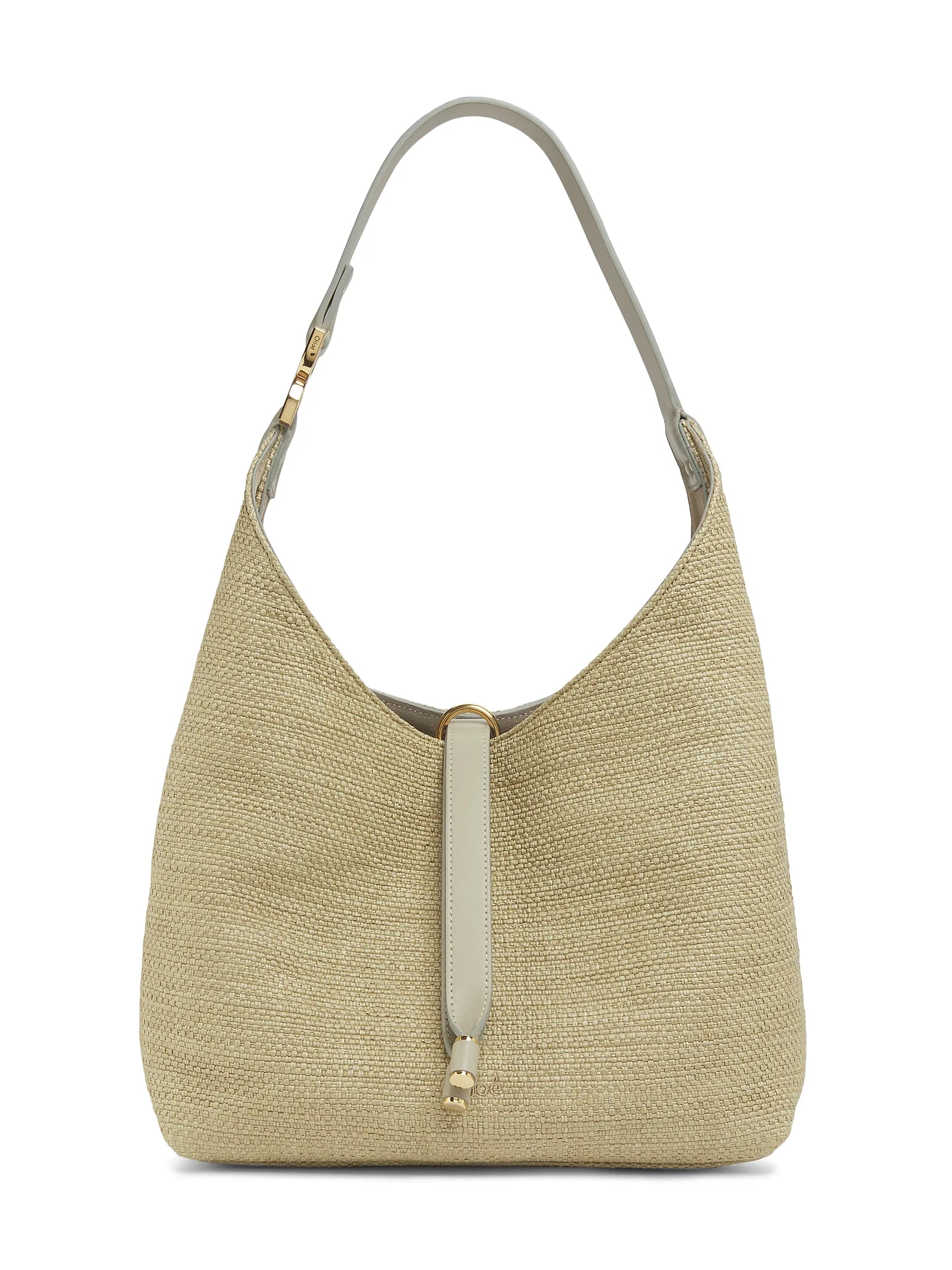 Chloé Small Marcie Logo Raffia Shoulder Bag