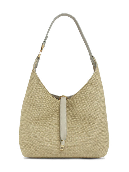 Chloé Small Marcie Logo Raffia Shoulder Bag
