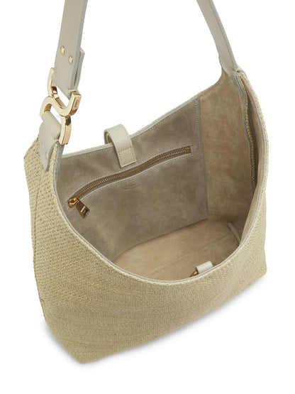 Chloé Small Marcie Logo Raffia Shoulder Bag