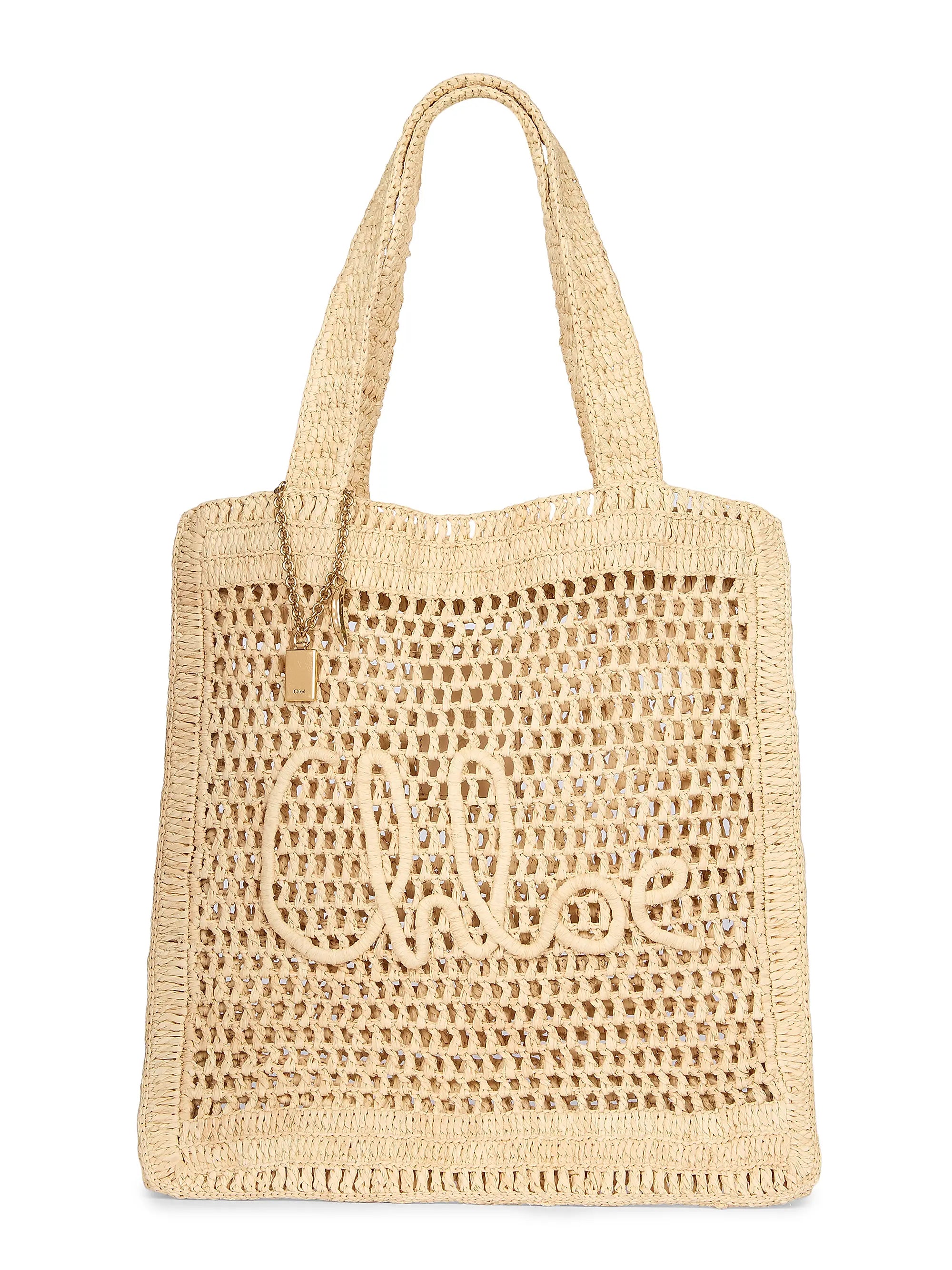Chloé Summer Banana Logo Crocheted Tote Bag