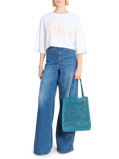 Chloé Summer Banana Logo Crocheted Tote Bag