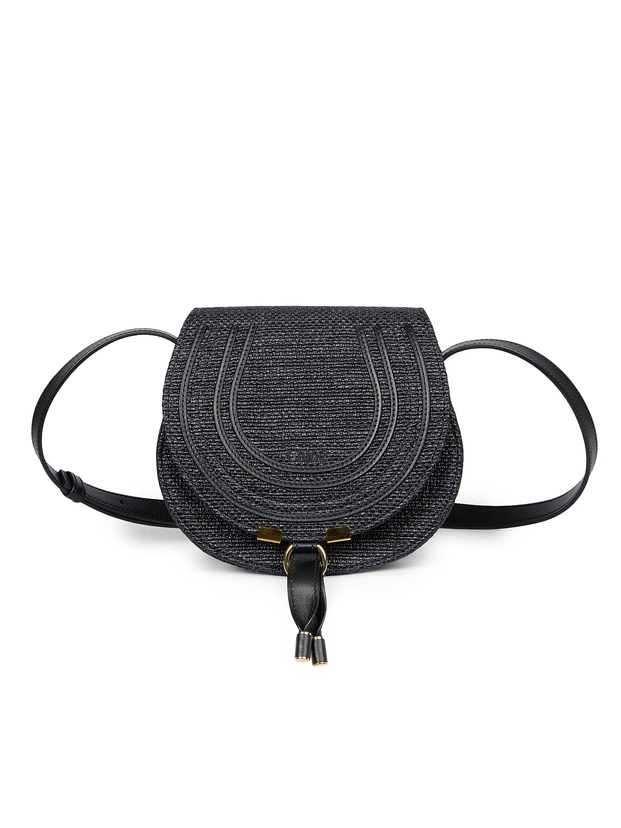 Chloé Small Marcie Raffia & Leather Saddle Bag