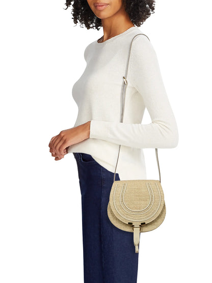 Chloé Small Marcie Raffia & Leather Saddle Bag