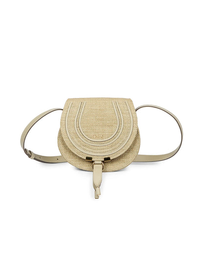 Chloé Small Marcie Raffia & Leather Saddle Bag