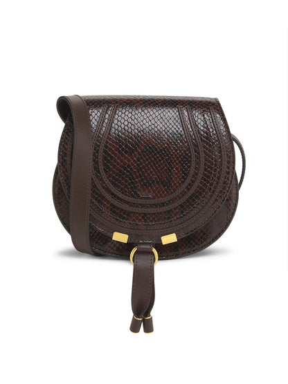 Chloé Small Marcie Python-Embossed Leather Saddle Bag
