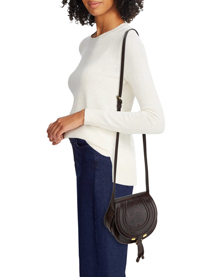 Chloé Small Marcie Python-Embossed Leather Saddle Bag