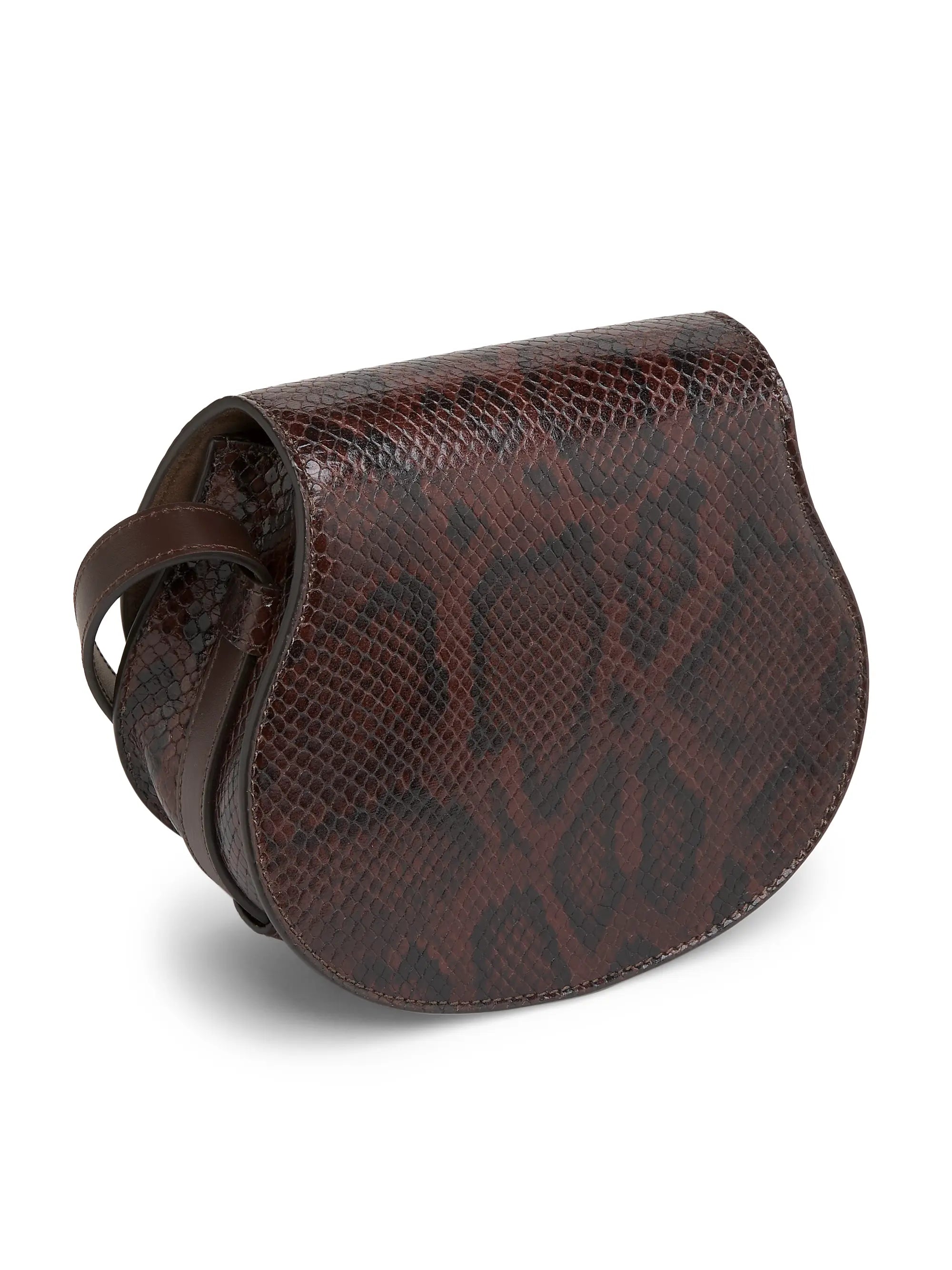 Chloé Small Marcie Python-Embossed Leather Saddle Bag