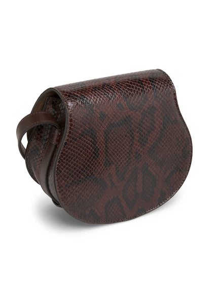 Chloé Small Marcie Python-Embossed Leather Saddle Bag