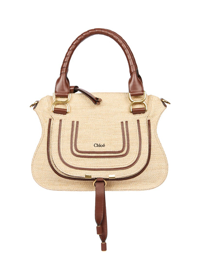Chloé Small Marcie Double Carry Raffia & Leather Satchel