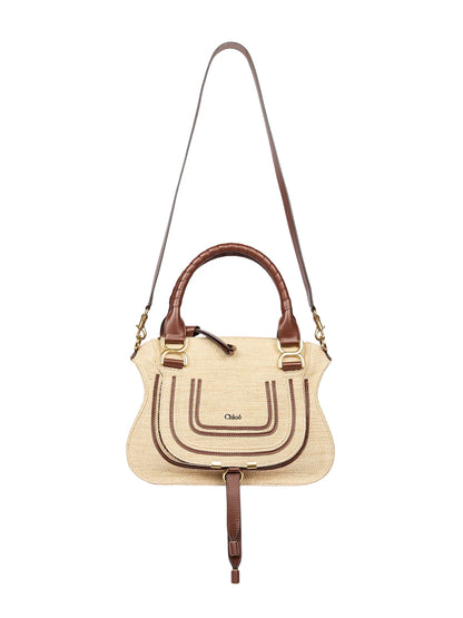 Chloé Small Marcie Double Carry Raffia & Leather Satchel