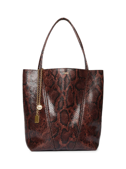 Chloé Medium Spin Python-Embossed Leather Tote Bag