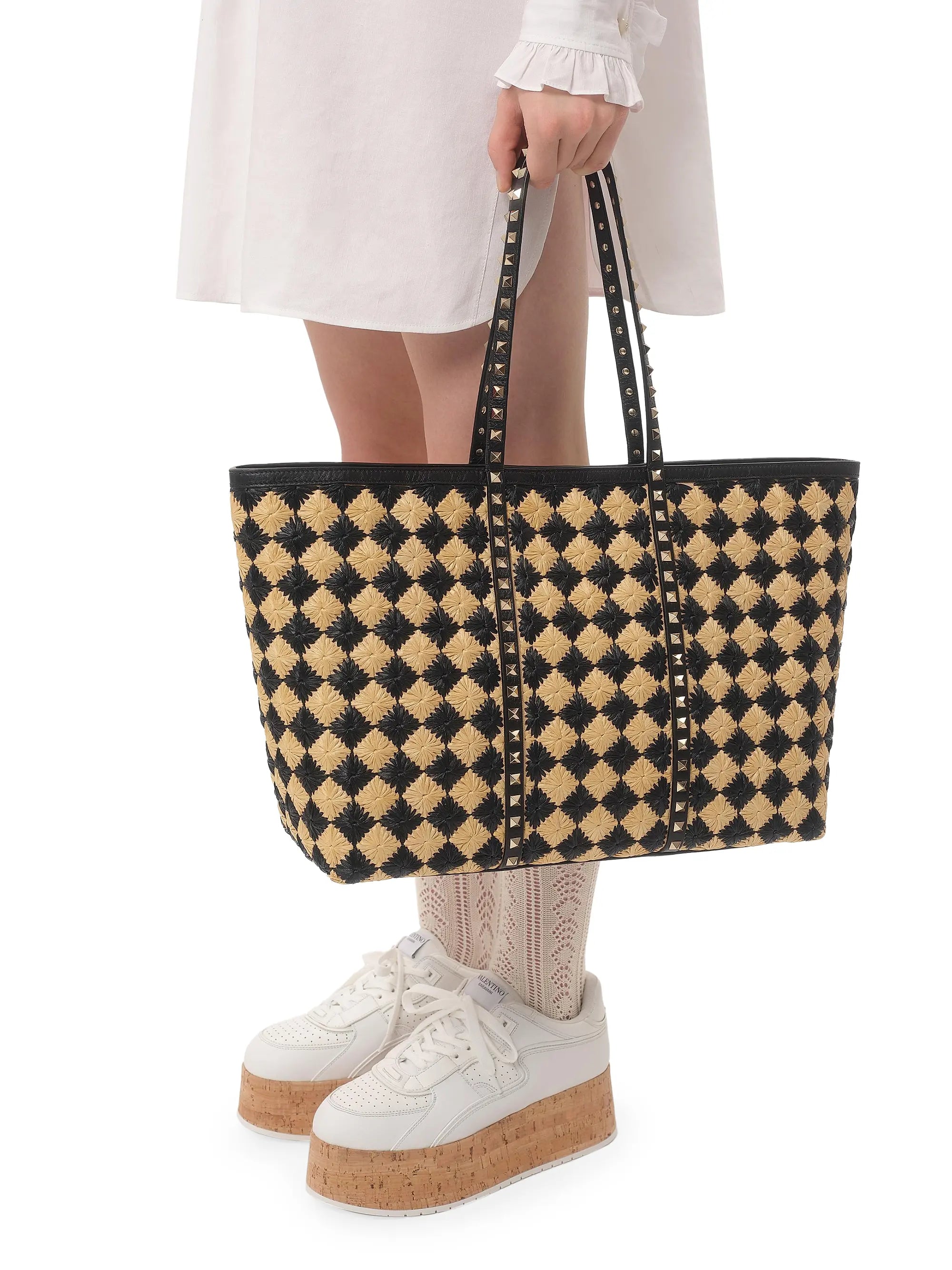 Valentino Garavani Rockstud Embroidered Shopping Bag