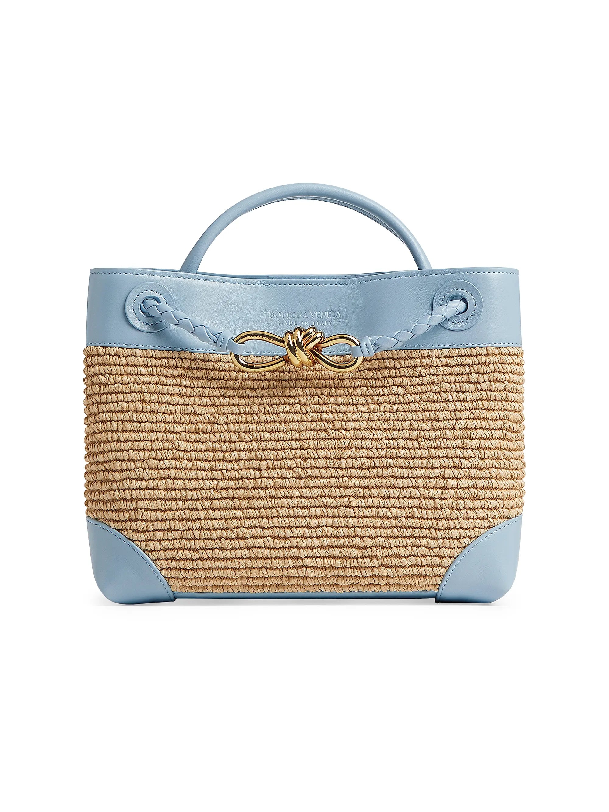 Bottega Veneta Raffia Andiamo Top Handle Bag