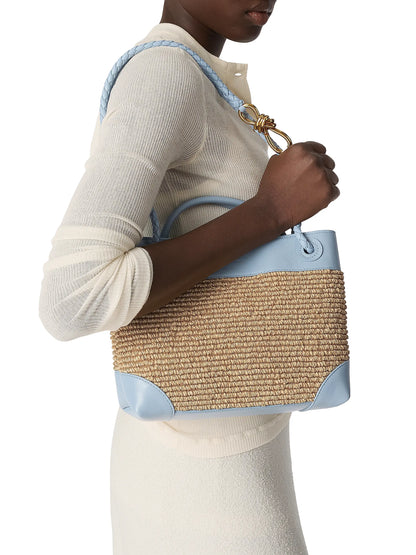 Bottega Veneta Raffia Andiamo Top Handle Bag