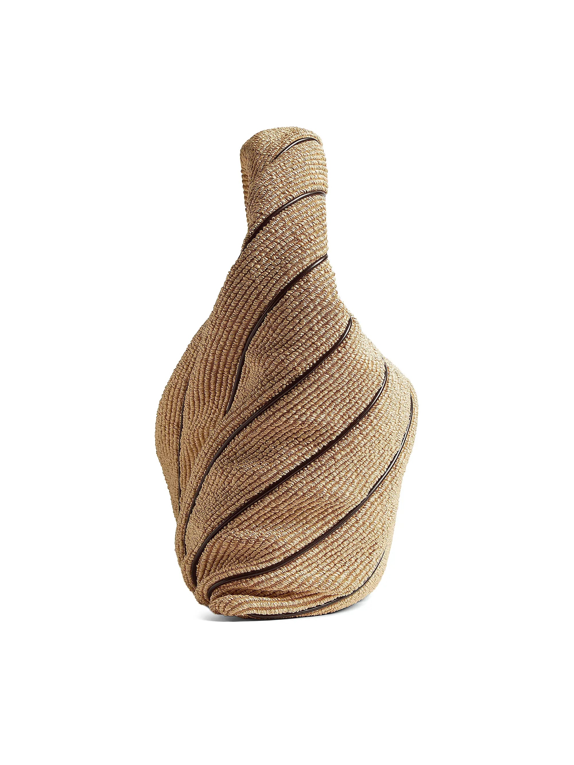 Bottega Veneta Large Hop Leather-Striped Raffia Shoulder Bag