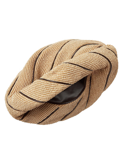 Bottega Veneta Large Hop Leather-Striped Raffia Shoulder Bag