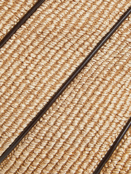 Bottega Veneta Large Hop Leather-Striped Raffia Shoulder Bag