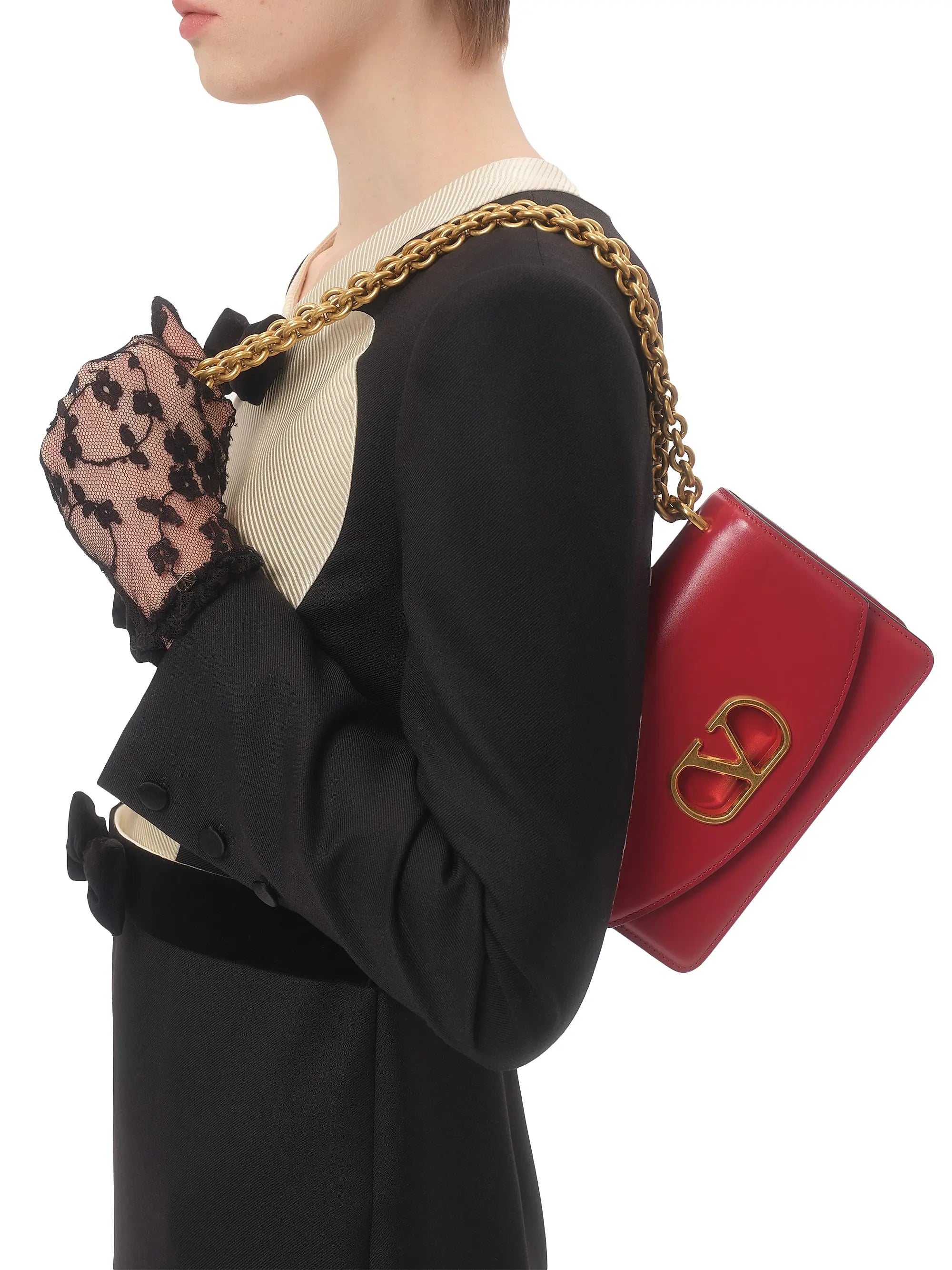Valentino Garavani Small Vain Shoulder Bag in Shiny Calfskin