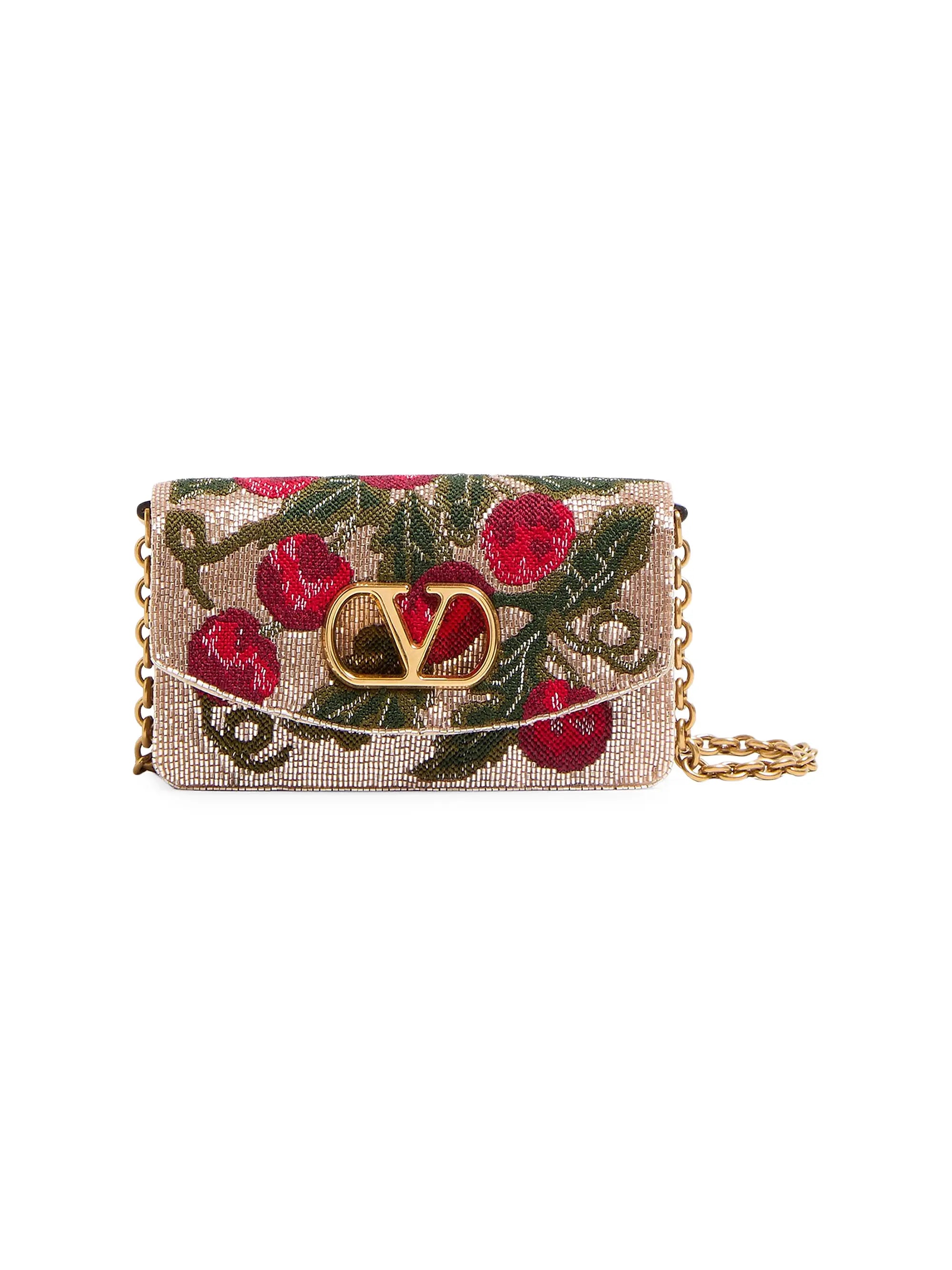 Valentino Garavani Vain Embroidered Shoulder Clutch