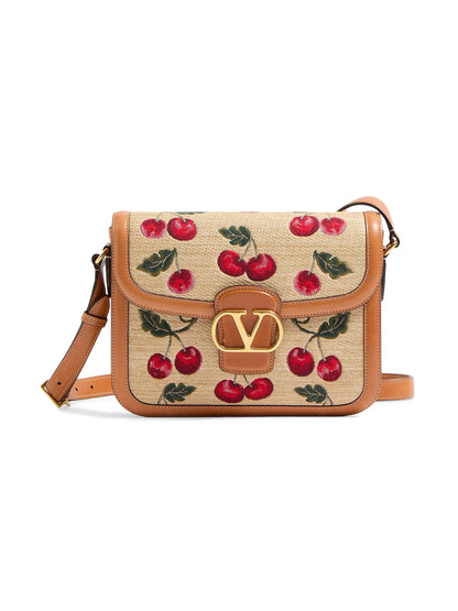 Valentino Garavani 9to5 Shoulder Bag in Synthetic Jacquard Raffia