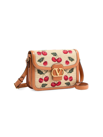 Valentino Garavani 9to5 Shoulder Bag in Synthetic Jacquard Raffia
