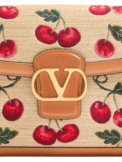 Valentino Garavani 9to5 Shoulder Bag in Synthetic Jacquard Raffia