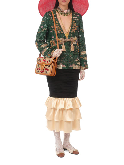 Valentino Garavani 9to5 Shoulder Bag in Synthetic Jacquard Raffia