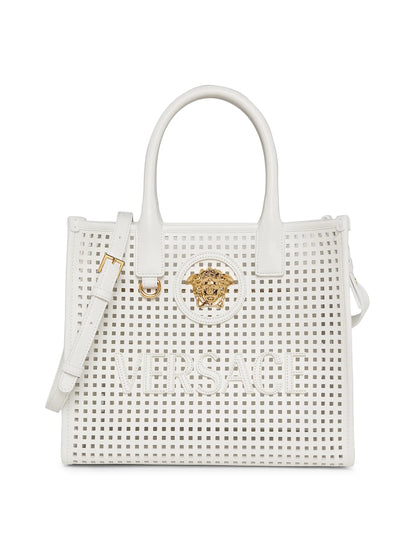 Versace Small Medusa Perforated Leather Tote Bag