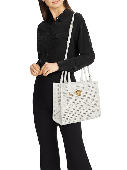 Versace Small Medusa Perforated Leather Tote Bag