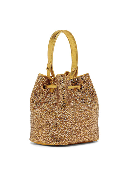 Versace Embellished Satin Bucket Bag