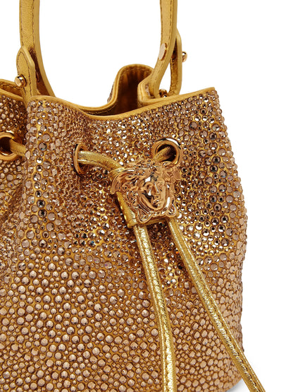 Versace Embellished Satin Bucket Bag
