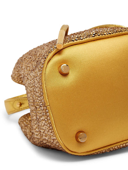 Versace Embellished Satin Bucket Bag