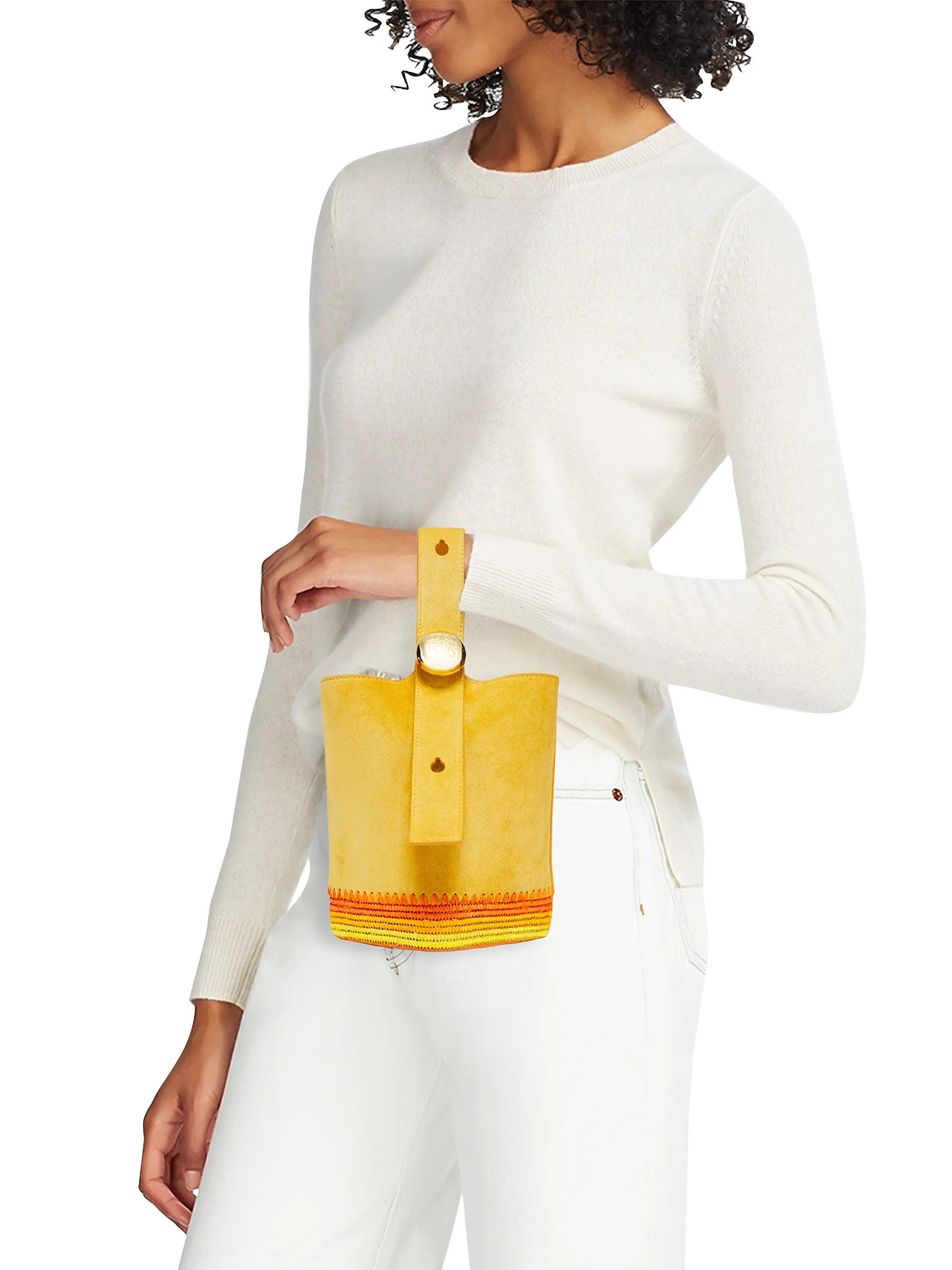 LOEWE LOEWE x Paula's Ibiza Mini Pebble Suede & Raffia Bucket Bag