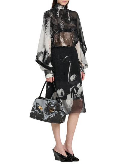 FERRAGAMO Gancini Palm-Printed Leather Shoulder Bag