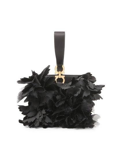 FERRAGAMO Gancini Appliqué Leather Clutch